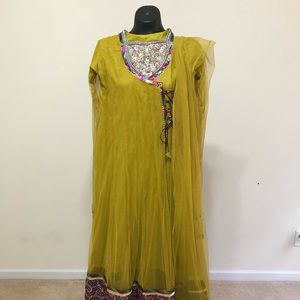 Soft net green Indian dress